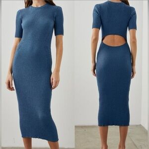 NWOT Rails Genesis Cut-Out Back Ribbed Midi Dress Cotton Cashmere blend sz M